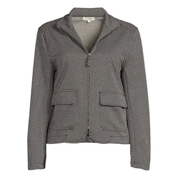 Max Studio Knit Textured Zip Up Jacket - Picture 2 of 6